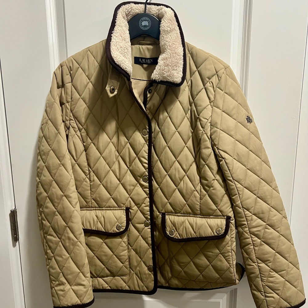 Lauren Ralph Lauren Quilted Faux Shearling Collar Jacket